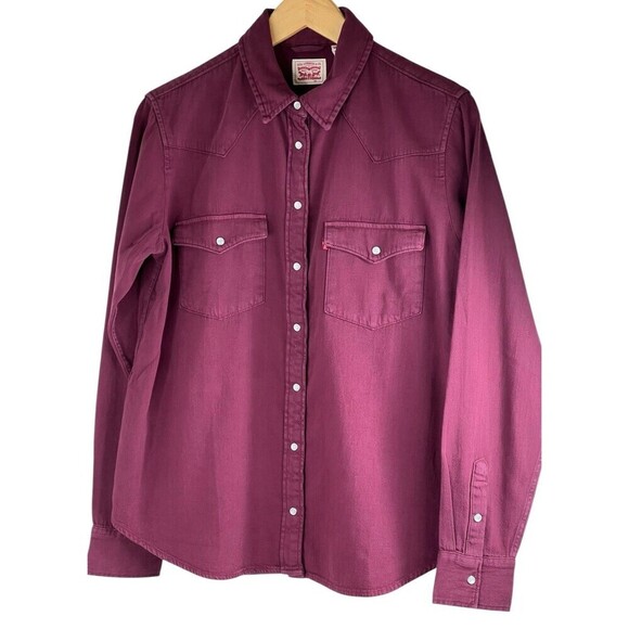 Levi's Women's Ultimate Western Cowgirl Pearl Snap Shirt Windsor Wine Size XXL - Picture 13 of 13